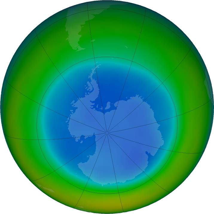 Antarctic ozone map for August 2018